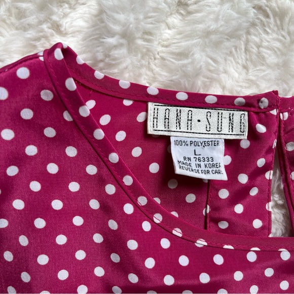 Vintage 90s Hana Sung Pink and White Polka Dot Top - Picture 12 of 13